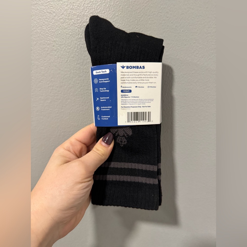 Bombas Black Crew Socks 3 pairs - Picture 3 of 6